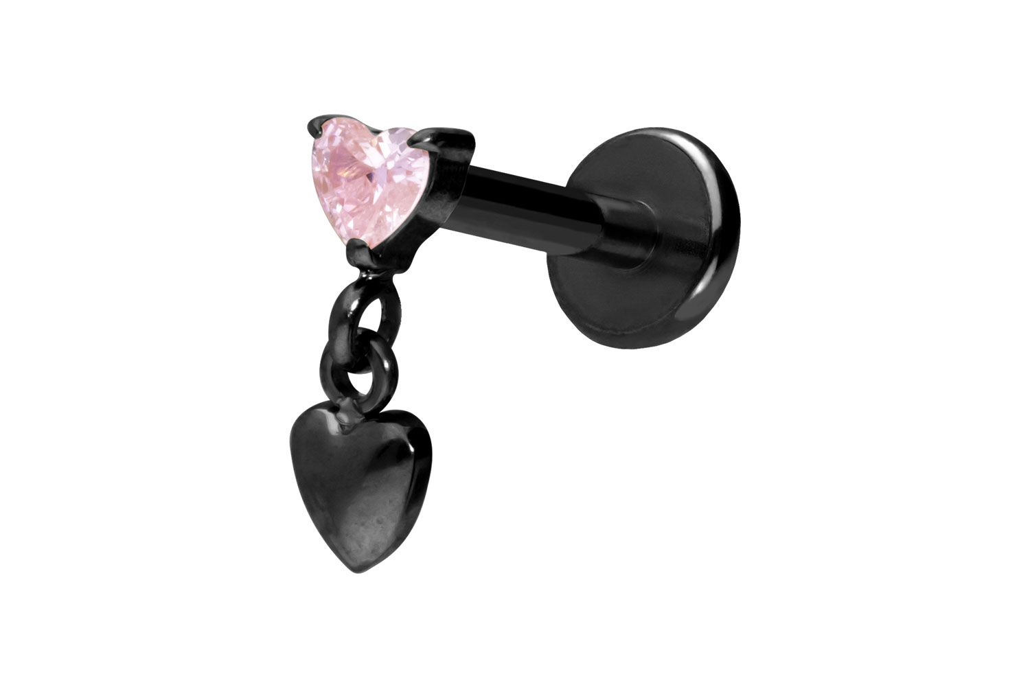 Titan Labret Piercing mit Push Fit 2 HERZEN